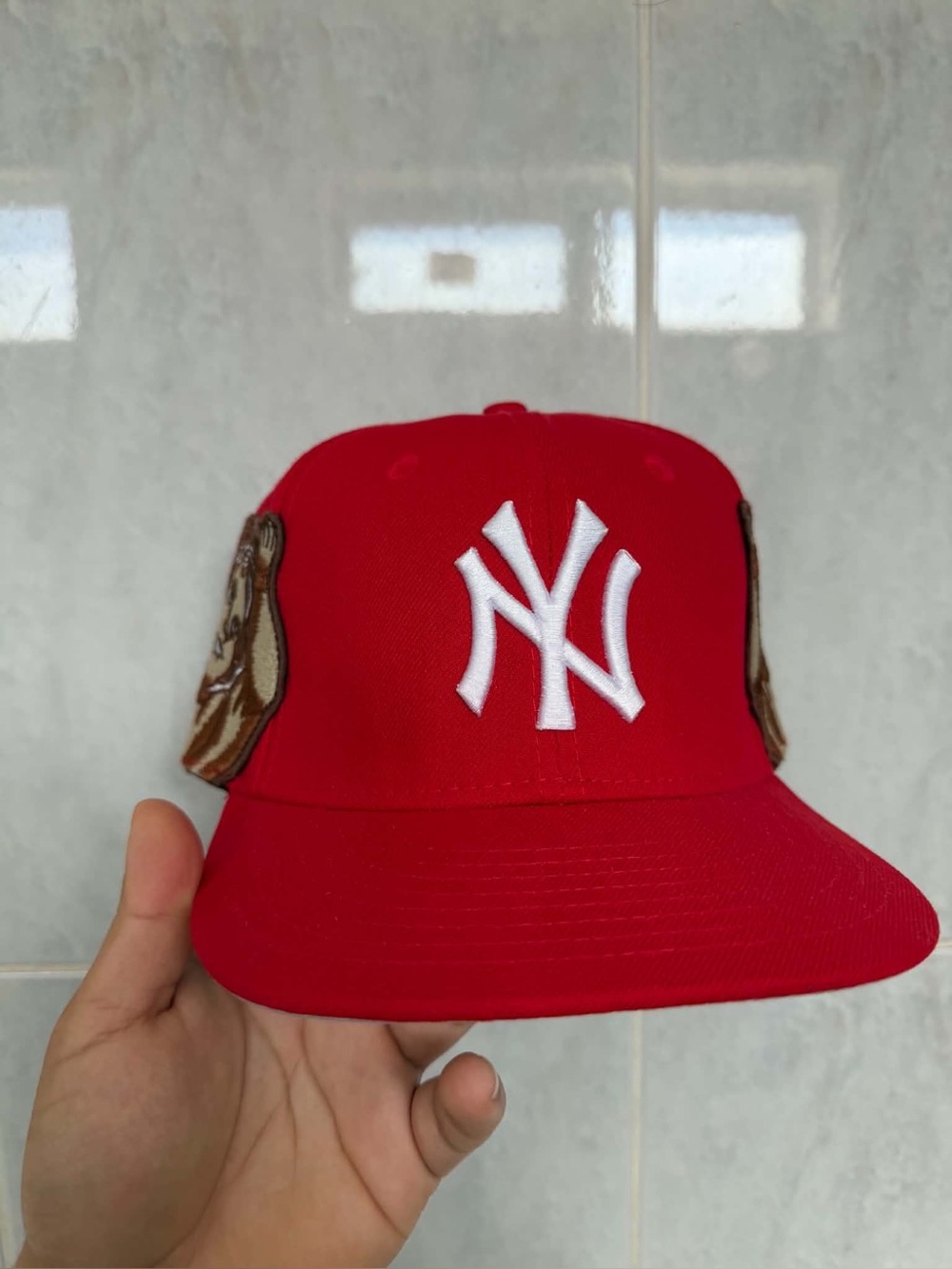 New Era Red Hat with White NY Logo